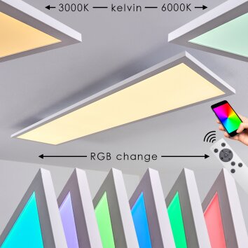 Salmi Taklampa, Panel LED Vit, 1-ljuskällor, Fjärrkontroll, Färgväxlare