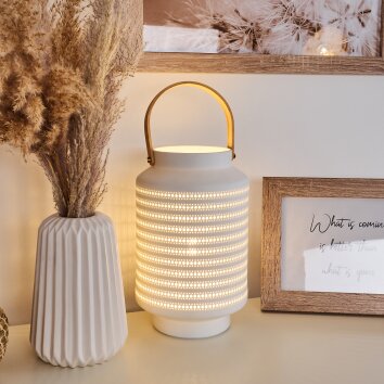 Forrnes Bordslampa Beige, Vit, 1-ljuskällor