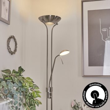 Rom strålkastare, Golvlampa LED Nickel matt, 2-ljuskällor