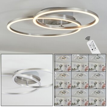 Ovasta Taklampa LED Nickel matt, 1-ljuskällor, Fjärrkontroll