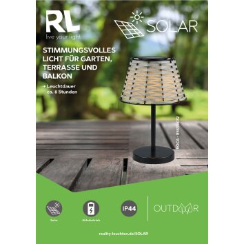 Reality Roca Bordslampa utomhus LED Svart, 1-ljuskällor