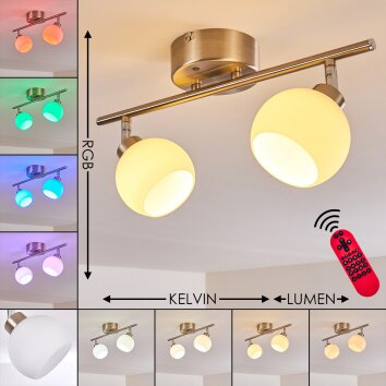 Motala Taklampa, Takstrålkastare LED Nickel matt, 2-ljuskällor, Fjärrkontroll, Färgväxlare