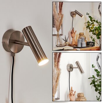 Dalheim Vägglampa, Väggspotlight LED Nickel matt, 1-ljuskällor