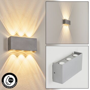 Morenos vägglampa utomhus, Up & Down Lampa, Vägglampa LED Silver, Vit, 6-ljuskällor