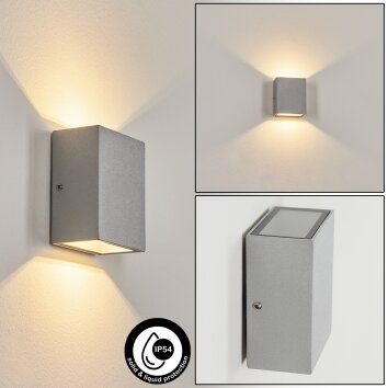 Casmilo vägglampa utomhus, Up & Down Lampa, Vägglampa LED Silver, 2-ljuskällor