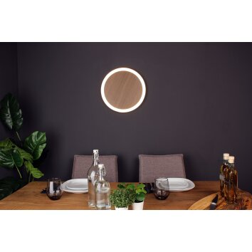 Luce Design MOON Vägglampa LED Brun, träoptik, Svart, 1-ljuskällor