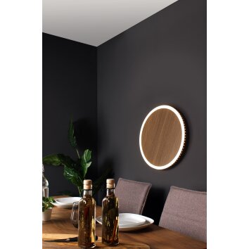 Luce Design MOON Vägglampa LED Brun, träoptik, Svart, 1-ljuskällor