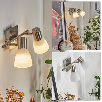 Villaseca Vägglampa, Väggspotlight LED Nickel matt, 2-ljuskällor