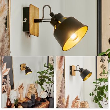 Safari Vägglampa, Väggspotlight Krom, Naturfärger, Svart, 1-ljuskällor