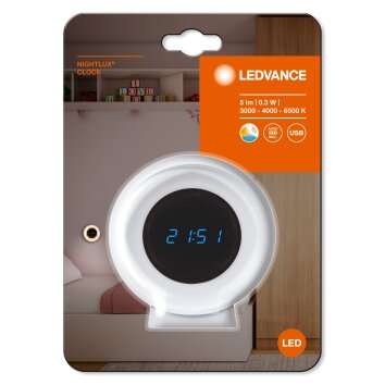 Ledvance CLOCK Bordslampa Vit, 1-ljuskällor