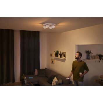 Philips Lampor Buckram Taklampa LED Vit, 4-ljuskällor, Fjärrkontroll