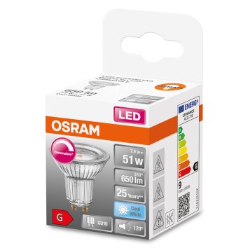 Osram GU10 LED 8 Watt neutralvit dimbar 650 Lumen