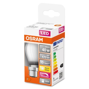 Osram B22d LED 4.8 Watt varmvit dimbar 470 Lumen