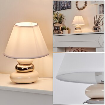 Chrouy Bordslampa Beige, Krom, 1-ljuskällor