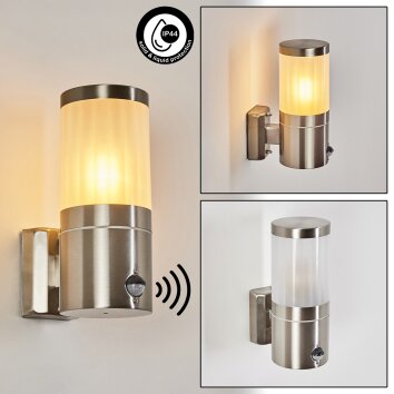 Tolsona vägglampa utomhus, Up & Down Lampa Nickel matt, 1-ljuskällor, Rörelsedetektor