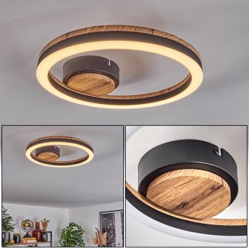 Cascada Taklampa LED Brun, träoptik, Svart, 1-ljuskällor