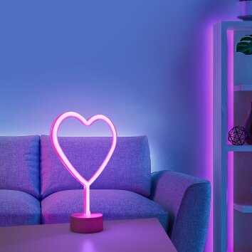 Leuchten Direkt NEON-HERZ dekorativ belysning LED Rosa, 1-ljuskällor