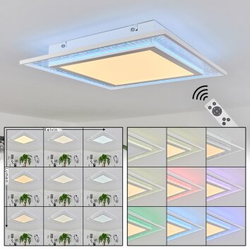 Haumonia Taklampa, Panel LED Vit, 2-ljuskällor, Fjärrkontroll, Färgväxlare