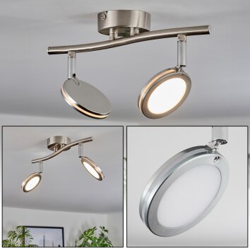 Sarnadinha Taklampa LED Nickel matt, 2-ljuskällor