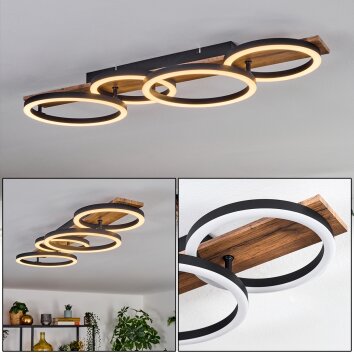 Cascada Taklampa LED Brun, träoptik, Svart, 1-ljuskällor