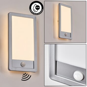 Harel vägglampa utomhus, Panel, Vägglampa LED Silver, 1-ljuskällor, Rörelsedetektor