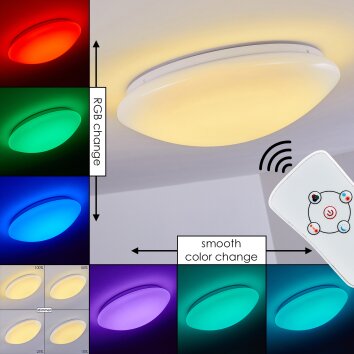 Brighton Taklampa LED Vit, 1-ljuskällor, Fjärrkontroll, Färgväxlare