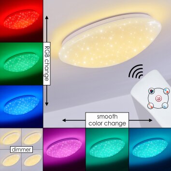 Brighton Taklampa LED Vit, 1-ljuskällor, Fjärrkontroll, Färgväxlare