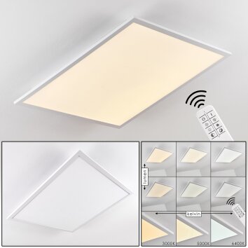 Salmi Taklampa, Panel LED Aluminium, Vit, 1-ljuskällor, Fjärrkontroll