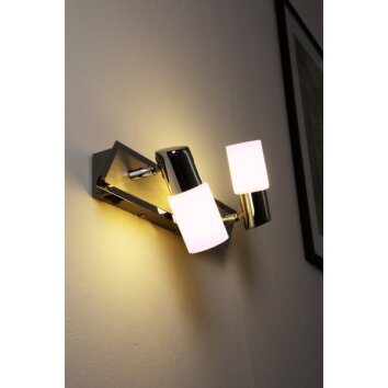 Trio CLAPTON Vägglampa, Väggspotlight LED Aluminium, Krom, Rostfritt stål, 2-ljuskällor